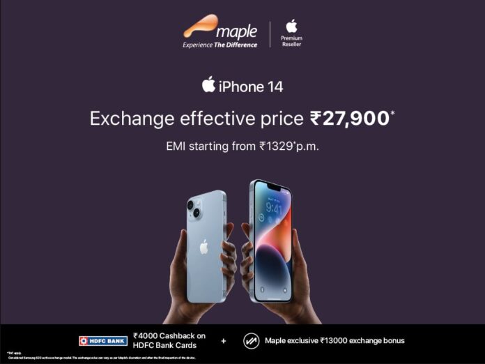 Maple – an exclusive Apple Premium Reseller offers upto Rs.13,000 bonus when you exchange your Android or iOS device
